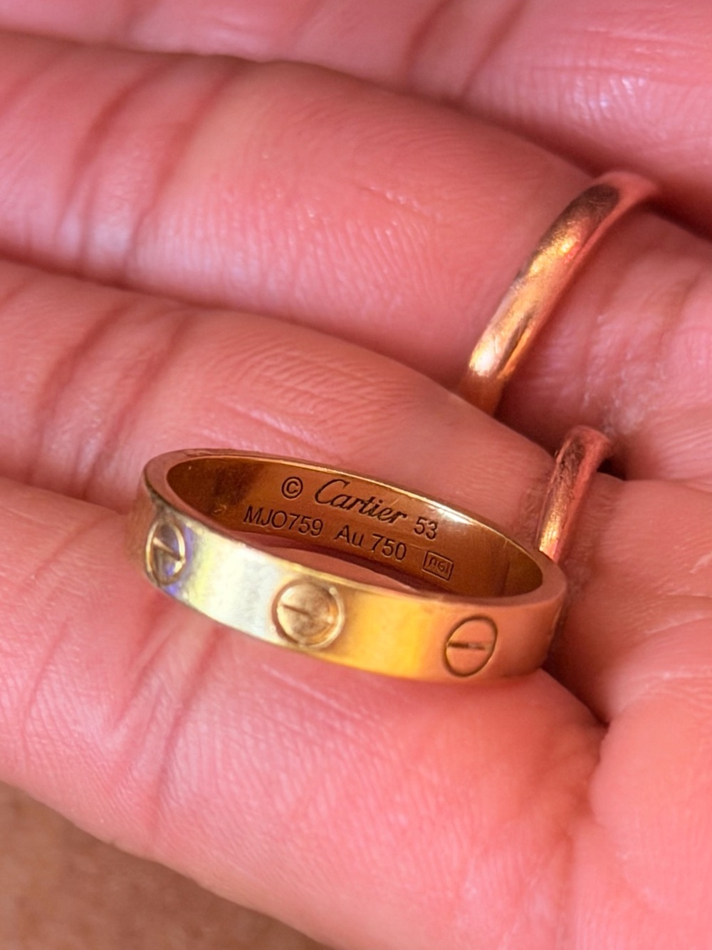 Cartier Gold Love Band Ring - Size 6.25-6.5 but fits 7-7.5 - Picture 6 of 10
